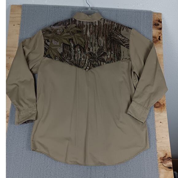 Spartan Vintage Realtree Western Shirt Men's *Medium Tan Camo Hunting USA Made - Picture 7 of 13